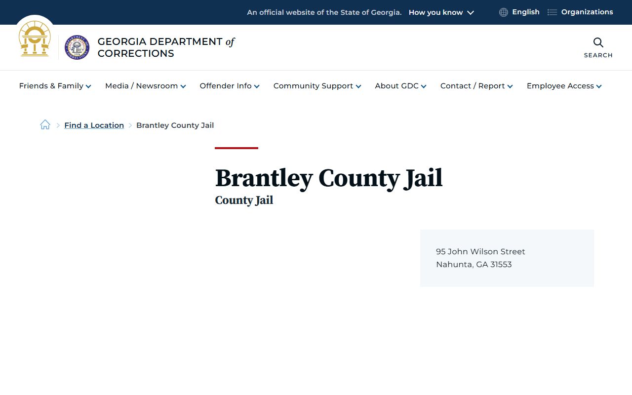 Brantley County arrest records and jail listing through Georgia Department of Corrections