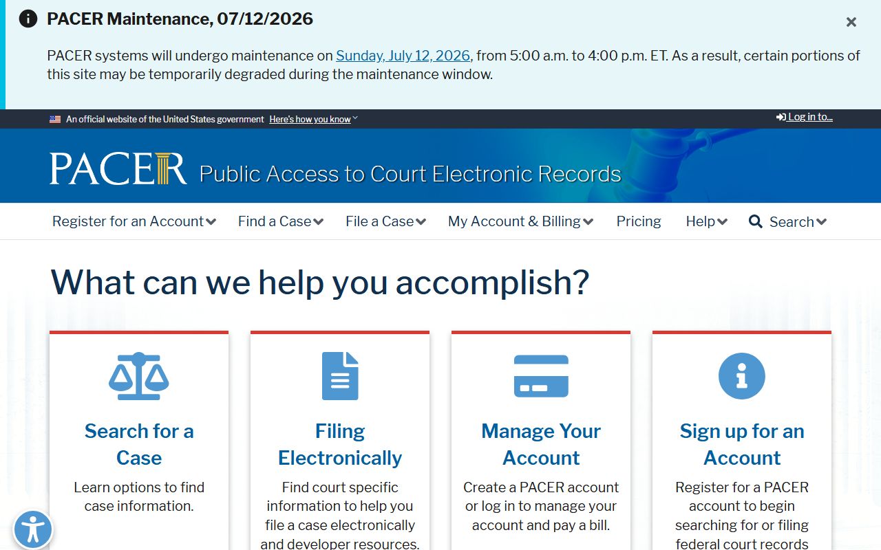 PACER federal court records portal