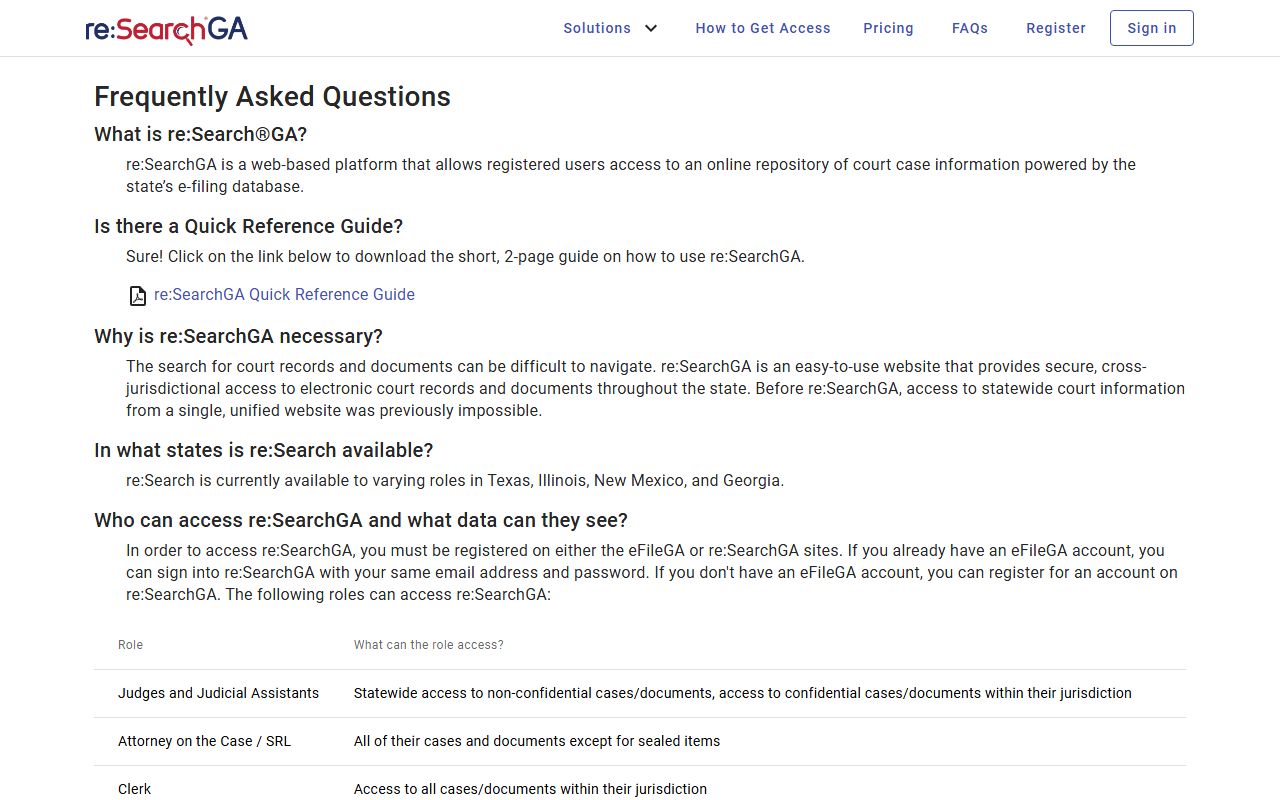 re:SearchGA FAQ page
