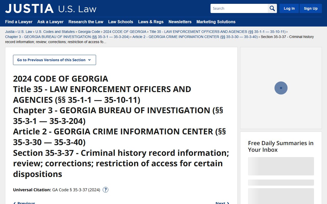 O.C.G.A. 35-3-37 record restriction statute
