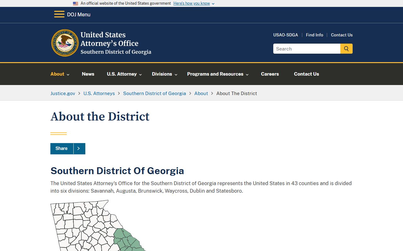 U.S. Attorney Southern District of Georgia district page