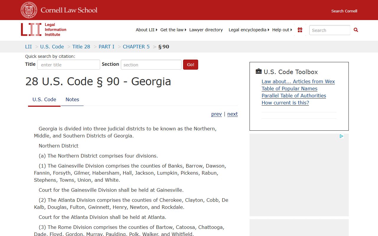 28 U.S.C. 90 Georgia federal judicial districts text