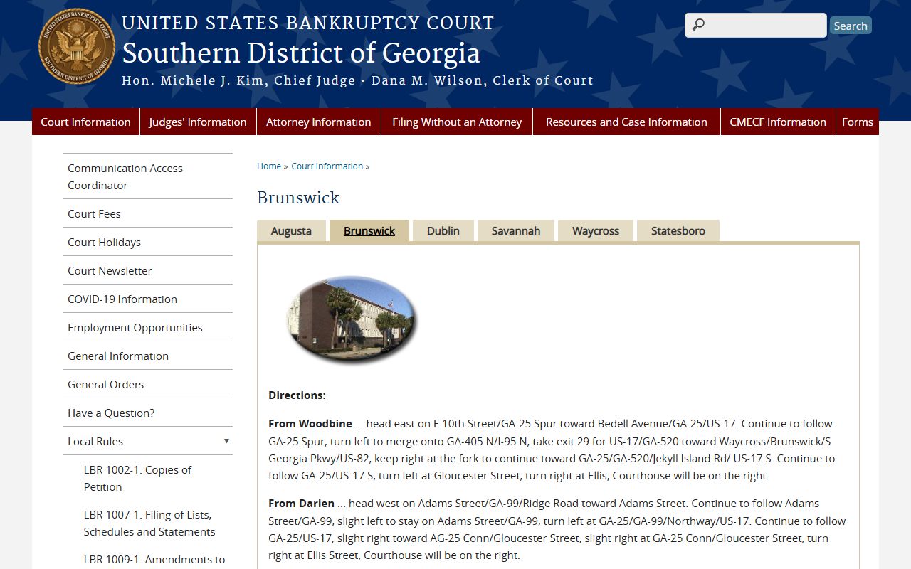 Bankruptcy Court Brunswick location page