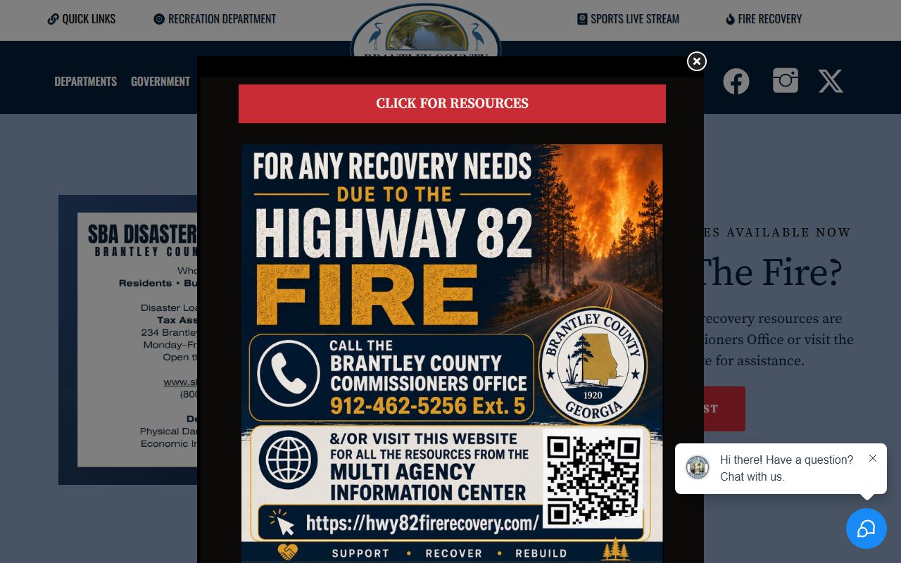 Brantley County Court records access from the county homepage