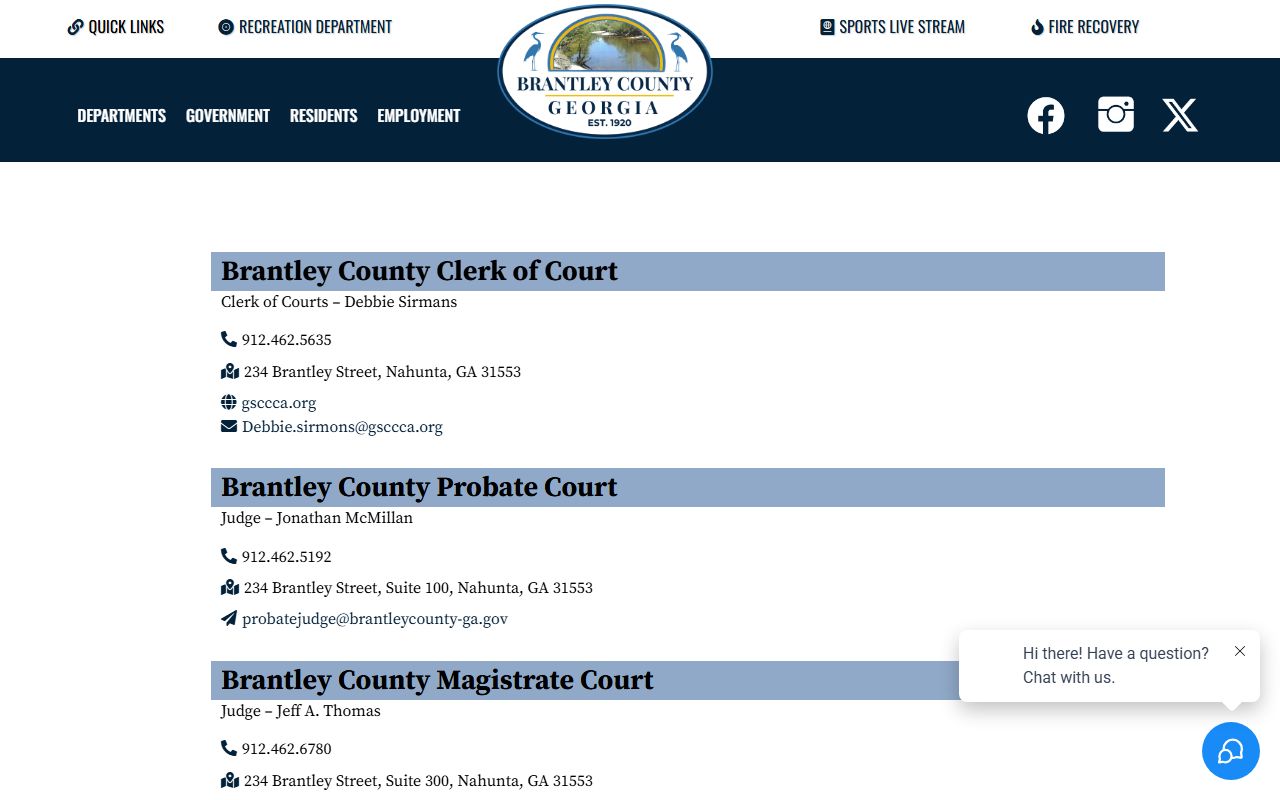 Brantley County Court records courts page