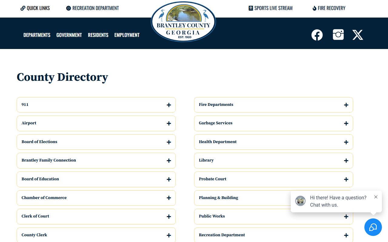 Brantley County Court records county department directory