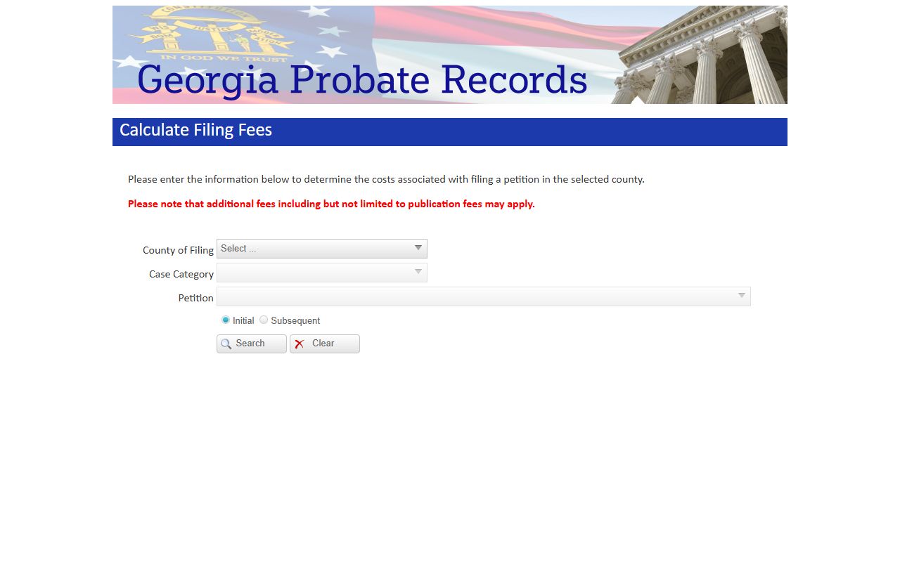 Brantley County probate records filing cost calculator