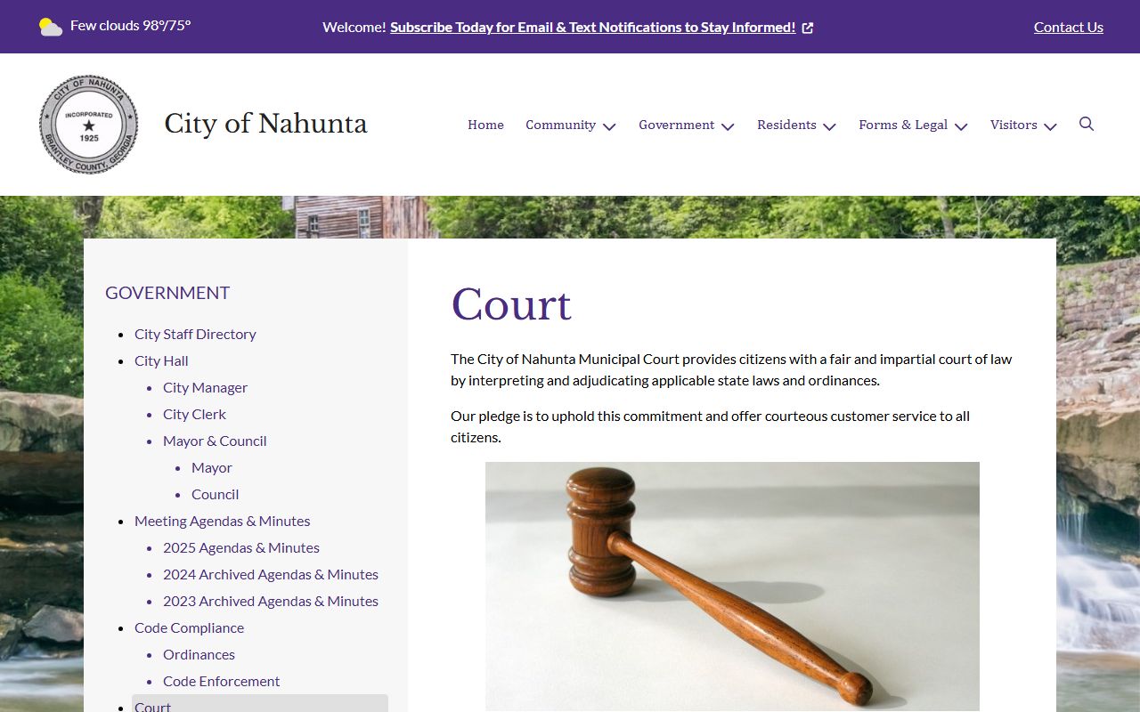 Brantley County warrant search Nahunta Municipal Court