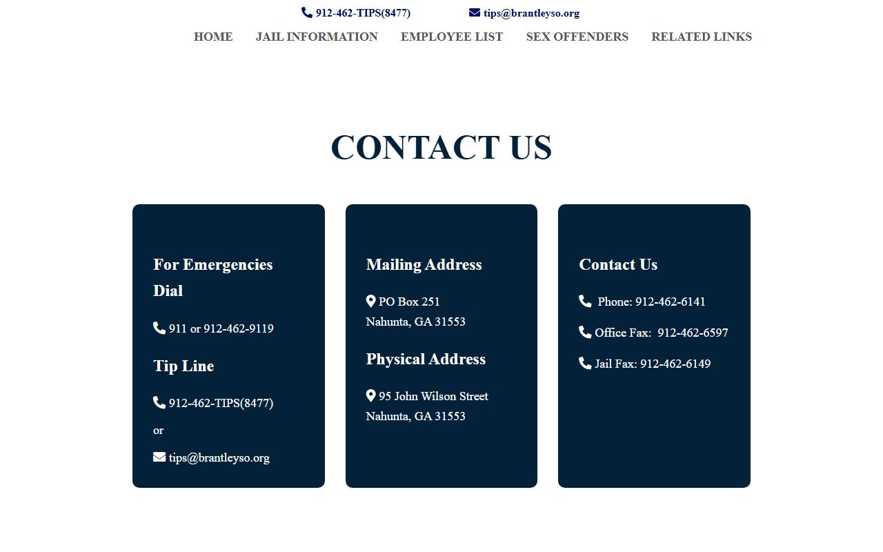 Brantley County warrant search sheriff contact page
